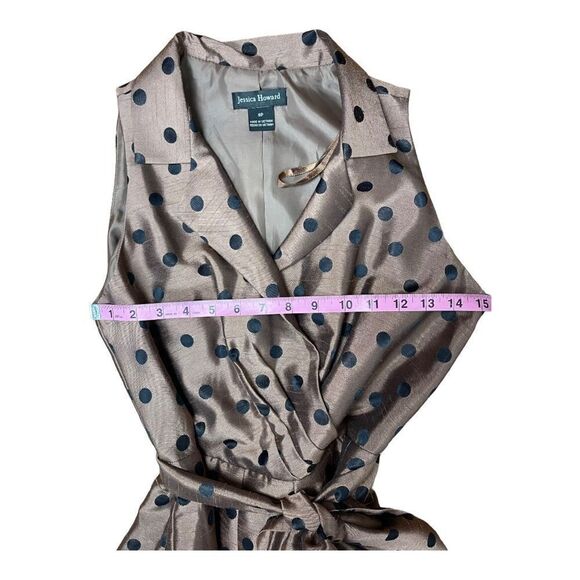 Jessica Howard Pretty Woman Fit & Flare Polka Dot Midi Dress 8P Cocktail Brown - Picture 5 of 11